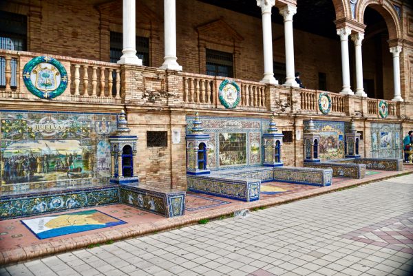 Detail of the Spanish regional tile displays.